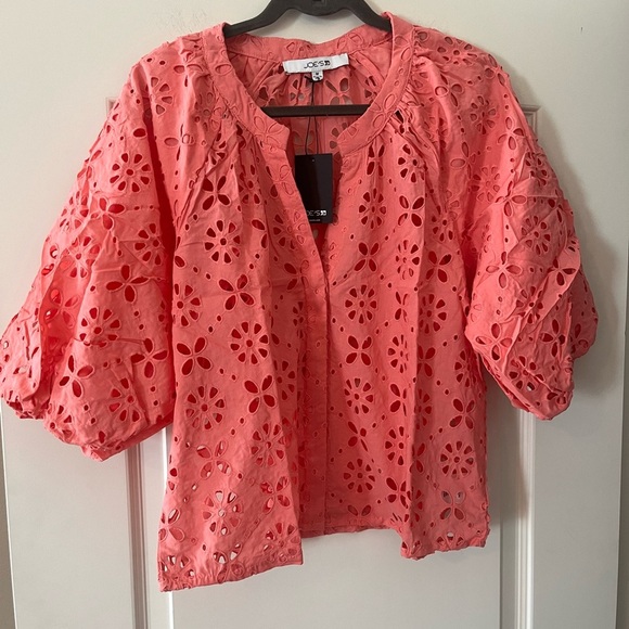 New! Joe’s Broderie Top, Women's Lantana Pink Eyelet Balloon Sleeve Size Medium - Picture 15 of 15